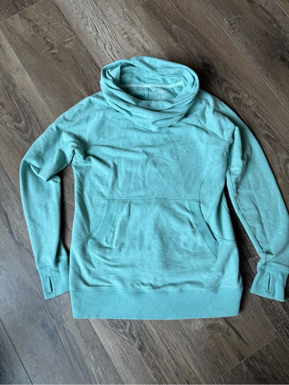 L.L. Bean Mint Green Cowl Neck Pullover